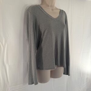 Banana Republic Factory Gray V-Neck Long Sleeve Cotton T-Shirt Womens XL